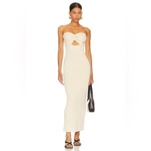 NWT SNDYS. Maia Maxi Dress in Sand Pastel Yellow Strapless Dress Size M Revolver